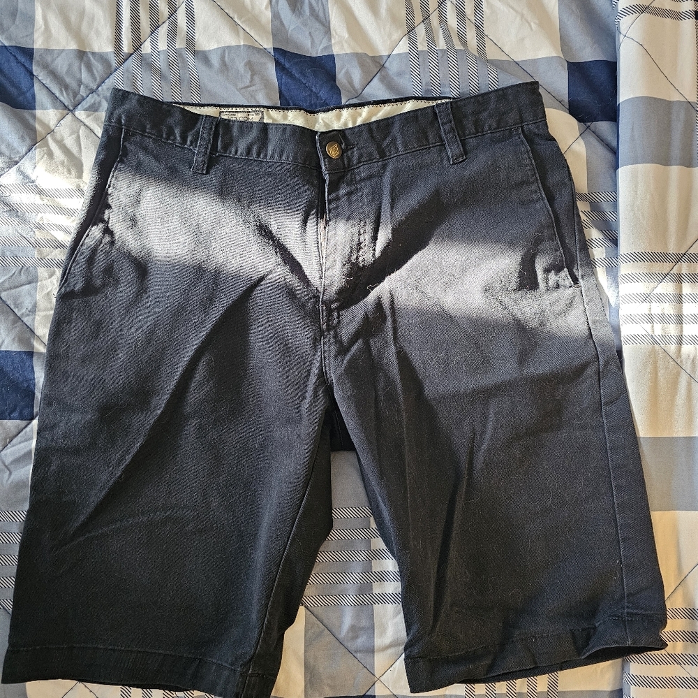 Volcom Black Flat Front Shorts Relaxed Fit